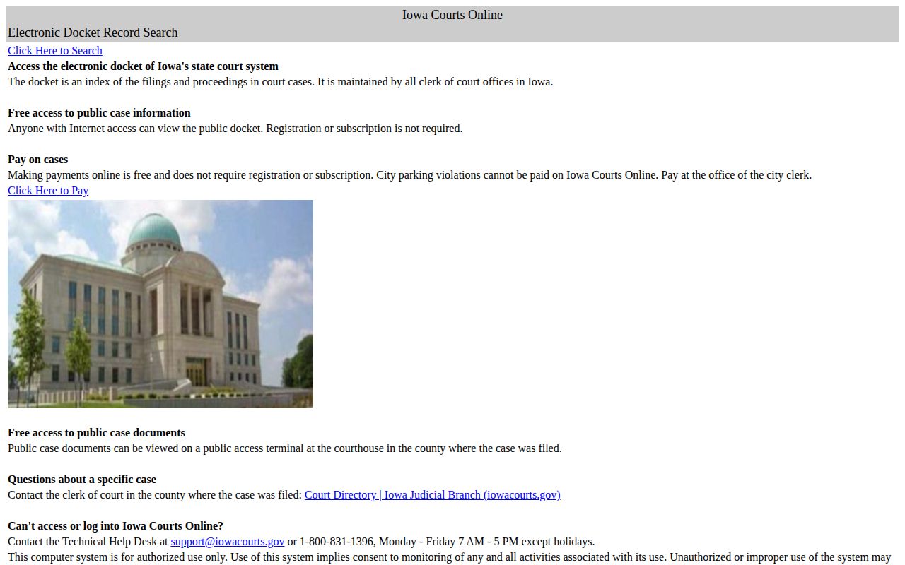Iowa Courts Online Lucas County arrest case and disposition search